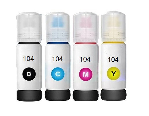 Compatible Epson 104 Ecotank Ink Bottles Black & Colours FULL SET image 0